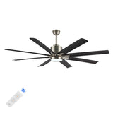 Octo 66" Contemporary Industrial Iron/Plastic Mobile-App/Remote-Controlled 6-Speed Ceiling Fan with Integrated LED Light - JONATHAN Y