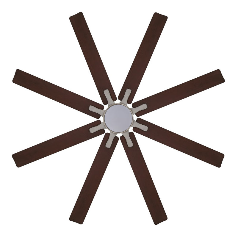 Octo 66" Contemporary Industrial Iron/Plastic Mobile-App/Remote-Controlled 6-Speed Ceiling Fan with Integrated LED Light