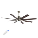 Octo 66" Contemporary Industrial Iron/Plastic Mobile-App/Remote-Controlled 6-Speed Ceiling Fan with Integrated LED Light