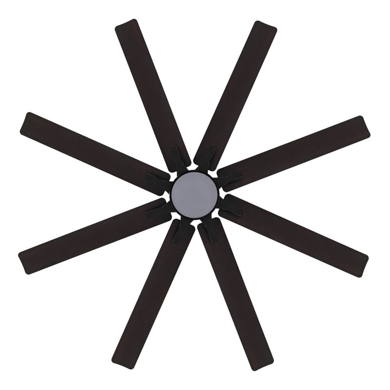 Octo 66" Contemporary Industrial Iron/Plastic Mobile-App/Remote-Controlled 6-Speed Ceiling Fan with Integrated LED Light
