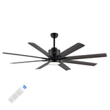 Octo 66" Contemporary Industrial Iron/Plastic Mobile-App/Remote-Controlled 6-Speed Ceiling Fan with Integrated LED Light