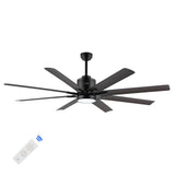Octo 66" Contemporary Industrial Iron/Plastic Mobile-App/Remote-Controlled 6-Speed Ceiling Fan with Integrated LED Light