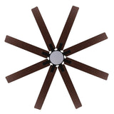 Octo 66" Contemporary Industrial Iron/Plastic Mobile-App/Remote-Controlled 6-Speed Ceiling Fan with Integrated LED Light