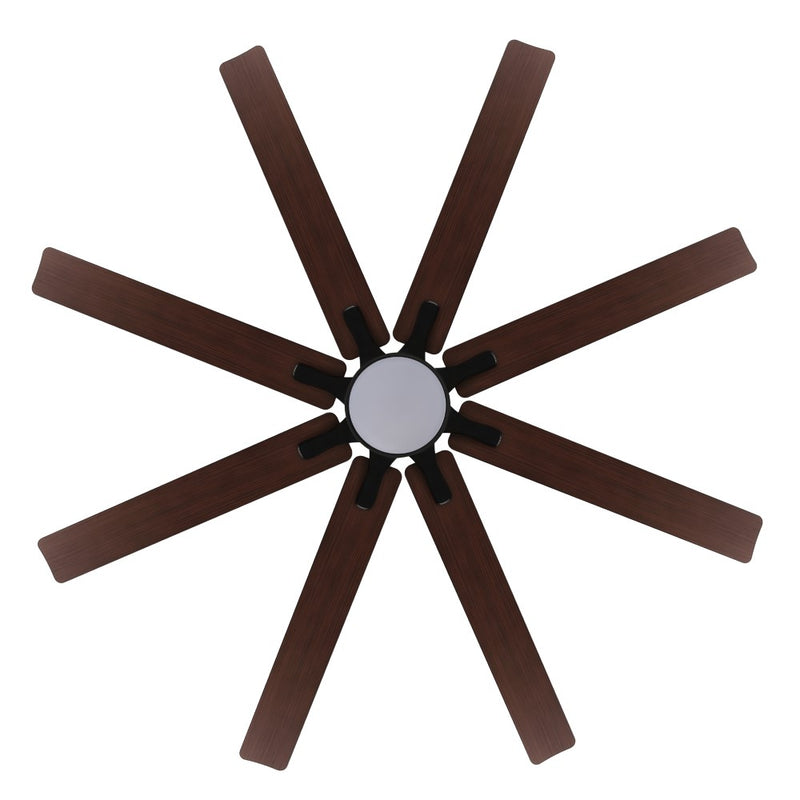 Octo 66" Contemporary Industrial Iron/Plastic Mobile-App/Remote-Controlled 6-Speed Ceiling Fan with Integrated LED Light