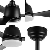 Audie 52" Classic Industrial Iron/Plastic Mobile-App/Remote-Controlled 6-Speed Propeller Integrated LED Ceiling Fan - JONATHAN Y