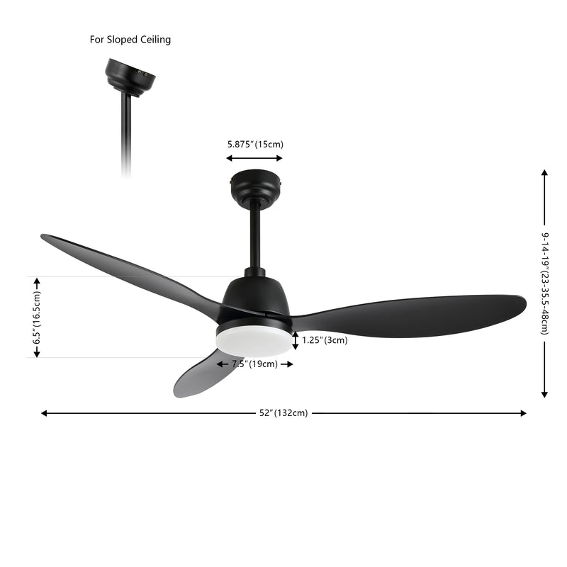 Audie 52" Classic Industrial Iron/Plastic Mobile-App/Remote-Controlled 6-Speed Propeller Integrated LED Ceiling Fan - JONATHAN Y