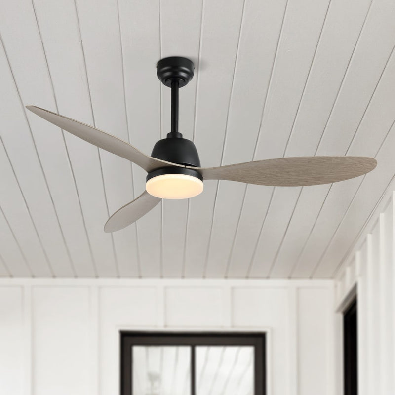 Audie 52" Classic Industrial Iron/Plastic Mobile-App/Remote-Controlled 6-Speed Propeller Integrated LED Ceiling Fan - JONATHAN Y