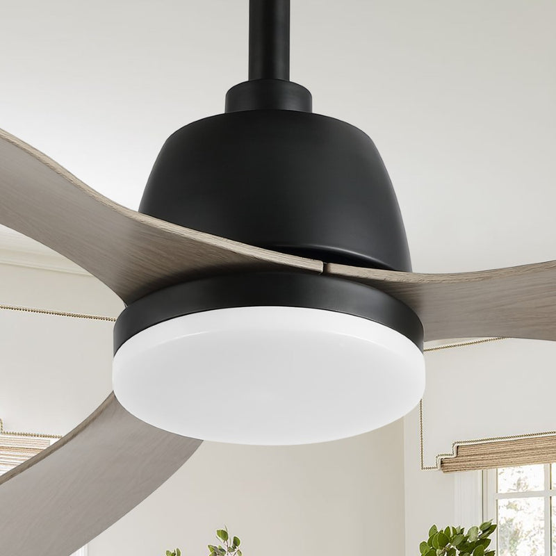 Audie 52" Classic Industrial Iron/Plastic Mobile-App/Remote-Controlled 6-Speed Propeller Integrated LED Ceiling Fan - JONATHAN Y