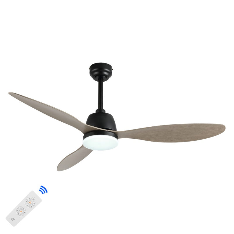 Audie 52" Classic Industrial Iron/Plastic Mobile-App/Remote-Controlled 6-Speed Propeller Integrated LED Ceiling Fan - JONATHAN Y