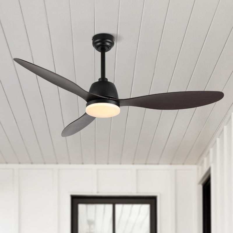 Audie 52" Classic Industrial Iron/Plastic Mobile-App/Remote-Controlled 6-Speed Propeller Integrated LED Ceiling Fan