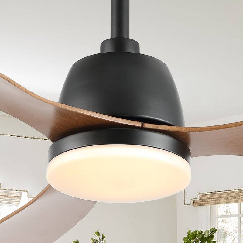 Audie 52" Classic Industrial Iron/Plastic Mobile-App/Remote-Controlled 6-Speed Propeller Integrated LED Ceiling Fan