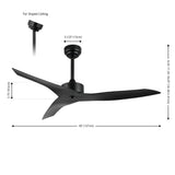 Aldrin 50" Modern Minimalist Iron/Plastic Mobile-App/Remote-Controlled 6-Speed Razor Ceiling Fan - JONATHAN Y