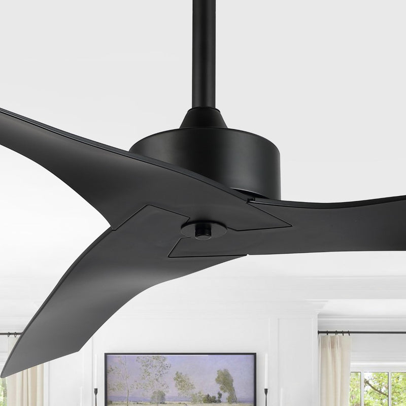 Aldrin 50" Modern Minimalist Iron/Plastic Mobile-App/Remote-Controlled 6-Speed Razor Ceiling Fan - JONATHAN Y