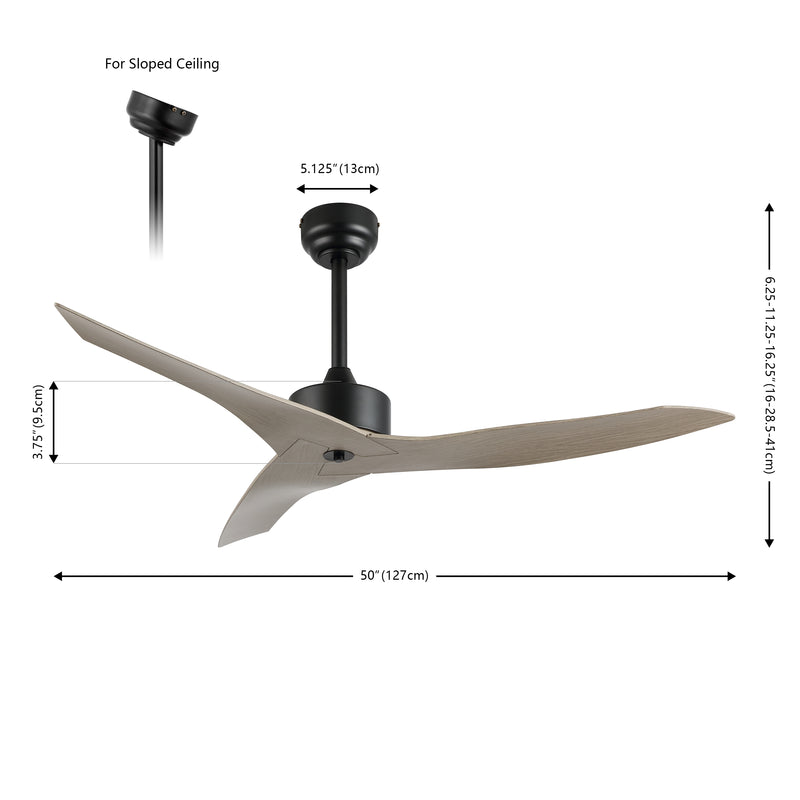 Aldrin 50" Modern Minimalist Iron/Plastic Mobile-App/Remote-Controlled 6-Speed Razor Ceiling Fan - JONATHAN Y