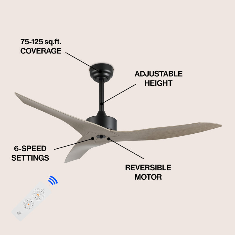Aldrin 50" Modern Minimalist Iron/Plastic Mobile-App/Remote-Controlled 6-Speed Razor Ceiling Fan