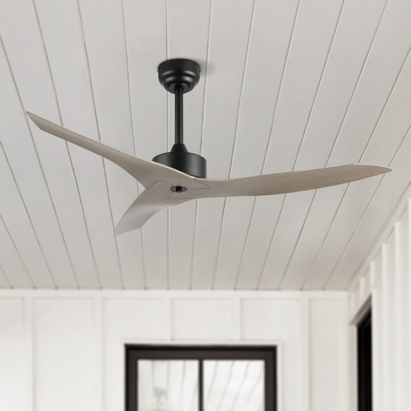 Aldrin 50" Modern Minimalist Iron/Plastic Mobile-App/Remote-Controlled 6-Speed Razor Ceiling Fan - JONATHAN Y