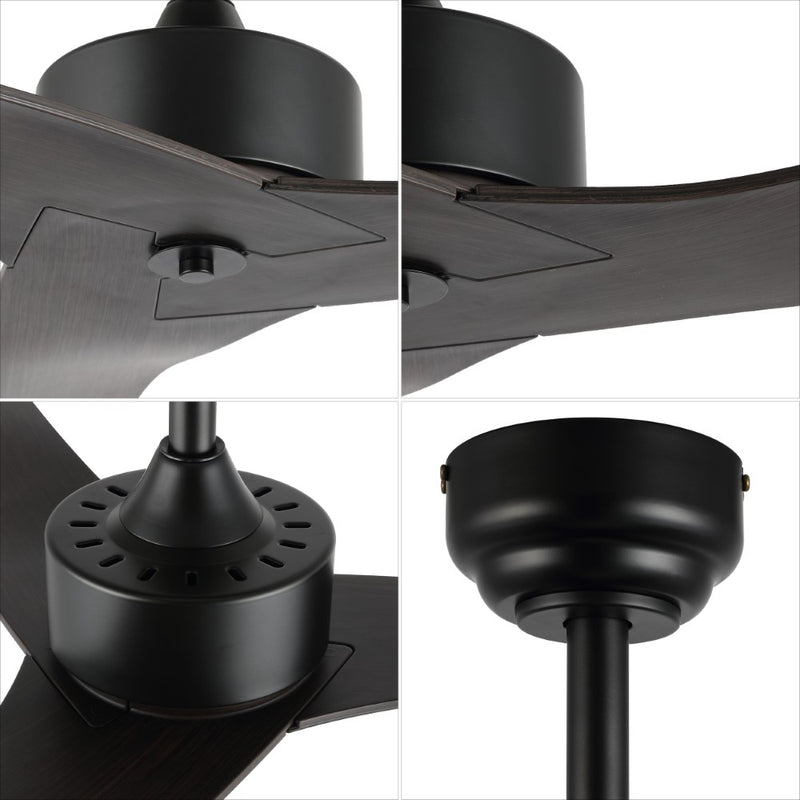 Aldrin 50" Modern Minimalist Iron/Plastic Mobile-App/Remote-Controlled 6-Speed Razor Ceiling Fan - JONATHAN Y