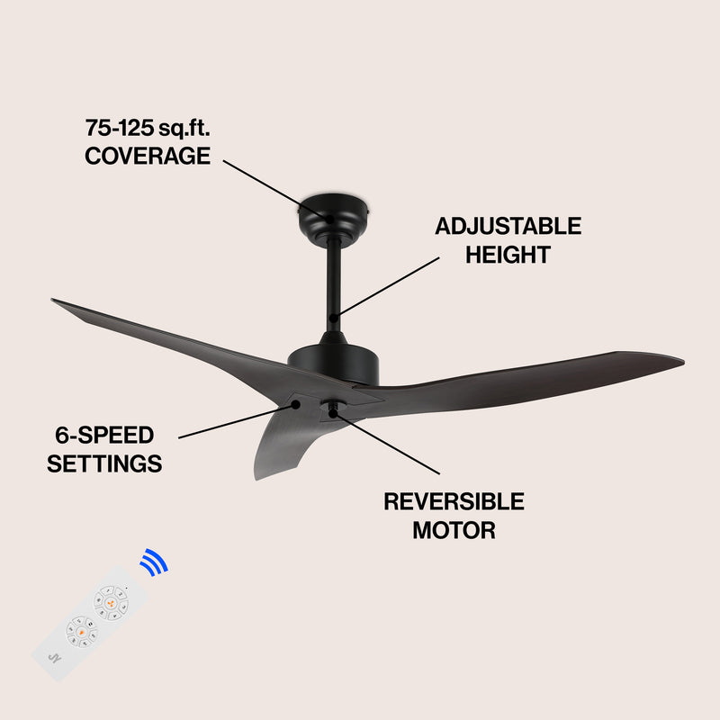 Aldrin 50" Modern Minimalist Iron/Plastic Mobile-App/Remote-Controlled 6-Speed Razor Ceiling Fan
