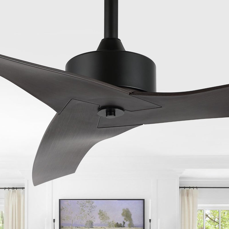 Aldrin 50" Modern Minimalist Iron/Plastic Mobile-App/Remote-Controlled 6-Speed Razor Ceiling Fan - JONATHAN Y