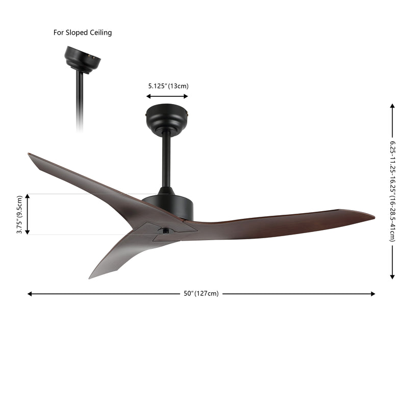 Aldrin 50" Modern Minimalist Iron/Plastic Mobile-App/Remote-Controlled 6-Speed Razor Ceiling Fan