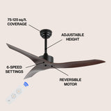 Aldrin 50" Modern Minimalist Iron/Plastic Mobile-App/Remote-Controlled 6-Speed Razor Ceiling Fan