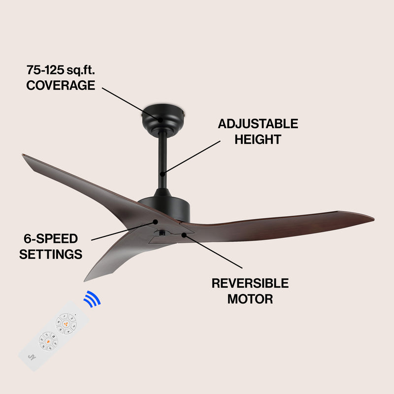 Aldrin 50" Modern Minimalist Iron/Plastic Mobile-App/Remote-Controlled 6-Speed Razor Ceiling Fan