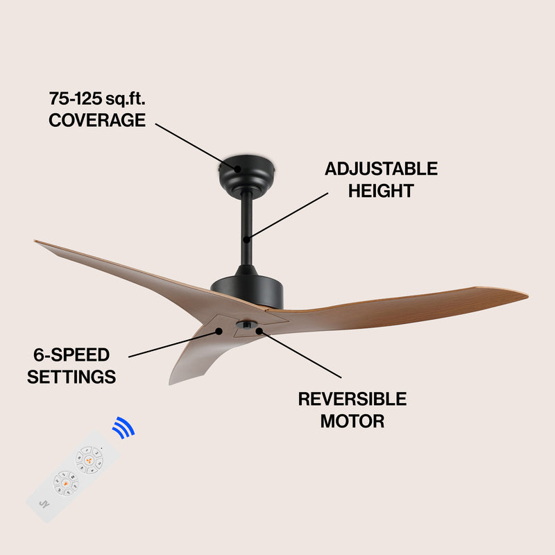 Aldrin 50" Modern Minimalist Iron/Plastic Mobile-App/Remote-Controlled 6-Speed Razor Ceiling Fan
