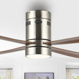 Theo 52" Contemporary Minimalist Iron/Acrylic Mobile-App/Remote-Controlled 6-Speed Integrated LED Ceiling Fan - JONATHAN Y