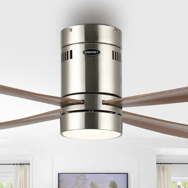 Theo 52" Contemporary Minimalist Iron/Acrylic Mobile-App/Remote-Controlled 6-Speed Integrated LED Ceiling Fan - JONATHAN Y