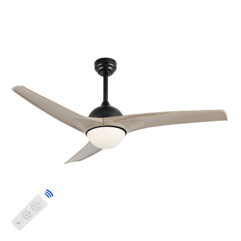 Sully 52" Contemporary Industrial Iron/Plastic Mobile-App/Remote-Controlled 6-Speed Propeller Integrated LED Ceiling Fan - JONATHAN Y