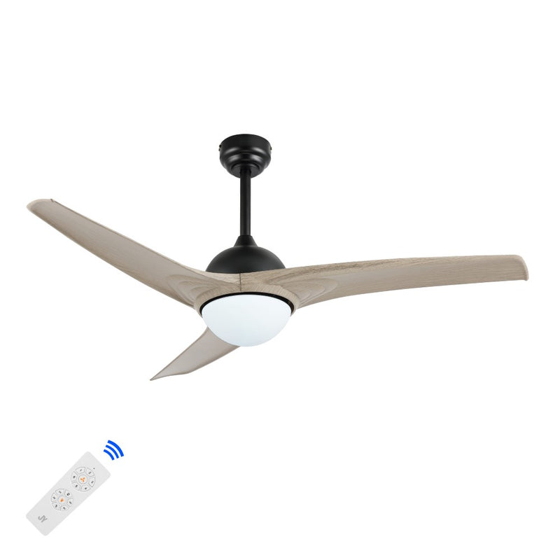 Sully 52" Contemporary Industrial Iron/Plastic Mobile-App/Remote-Controlled 6-Speed Propeller Integrated LED Ceiling Fan - JONATHAN Y