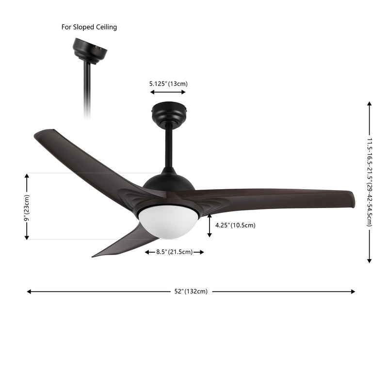 Sully 52" Contemporary Industrial Iron/Plastic Mobile-App/Remote-Controlled 6-Speed Propeller Integrated LED Ceiling Fan