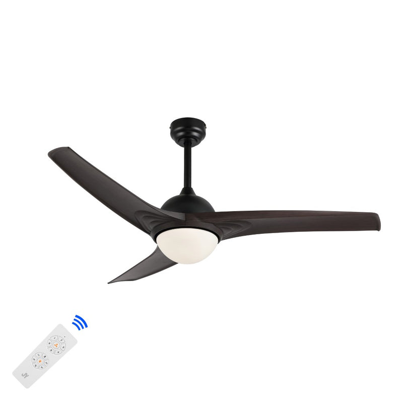 Sully 52" Contemporary Industrial Iron/Plastic Mobile-App/Remote-Controlled 6-Speed Propeller Integrated LED Ceiling Fan - JONATHAN Y