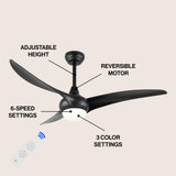 Aviator 52" Coastal Vintage Iron/Plastic Mobile-App/Remote-Controlled 6-Speed Retro Swirl Integrated LED Ceiling Fan