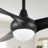 Aviator 52" Coastal Vintage Iron/Plastic Mobile-App/Remote-Controlled 6-Speed Retro Swirl Integrated LED Ceiling Fan - JONATHAN Y