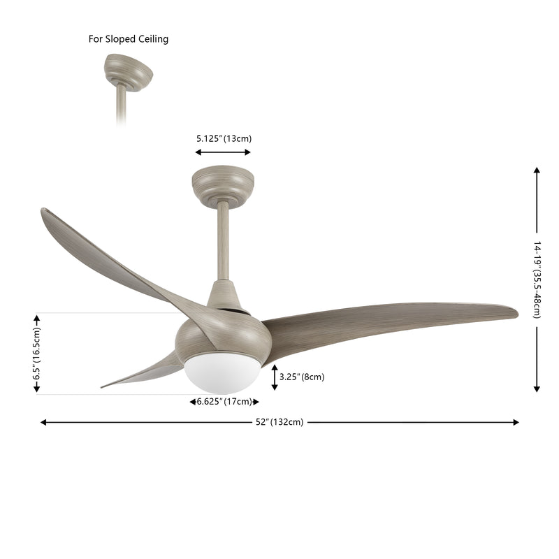 Aviator 52" Coastal Vintage Iron/Plastic Mobile-App/Remote-Controlled 6-Speed Retro Swirl Integrated LED Ceiling Fan - JONATHAN Y