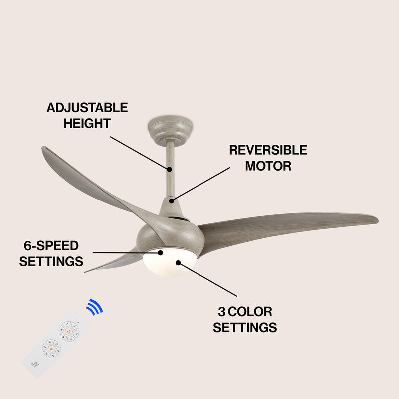 Aviator 52" Coastal Vintage Iron/Plastic Mobile-App/Remote-Controlled 6-Speed Retro Swirl Integrated LED Ceiling Fan