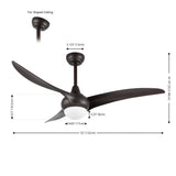Aviator 52" Coastal Vintage Iron/Plastic Mobile-App/Remote-Controlled 6-Speed Retro Swirl Integrated LED Ceiling Fan