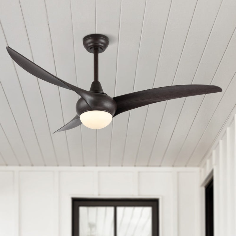Aviator 52" Coastal Vintage Iron/Plastic Mobile-App/Remote-Controlled 6-Speed Retro Swirl Integrated LED Ceiling Fan