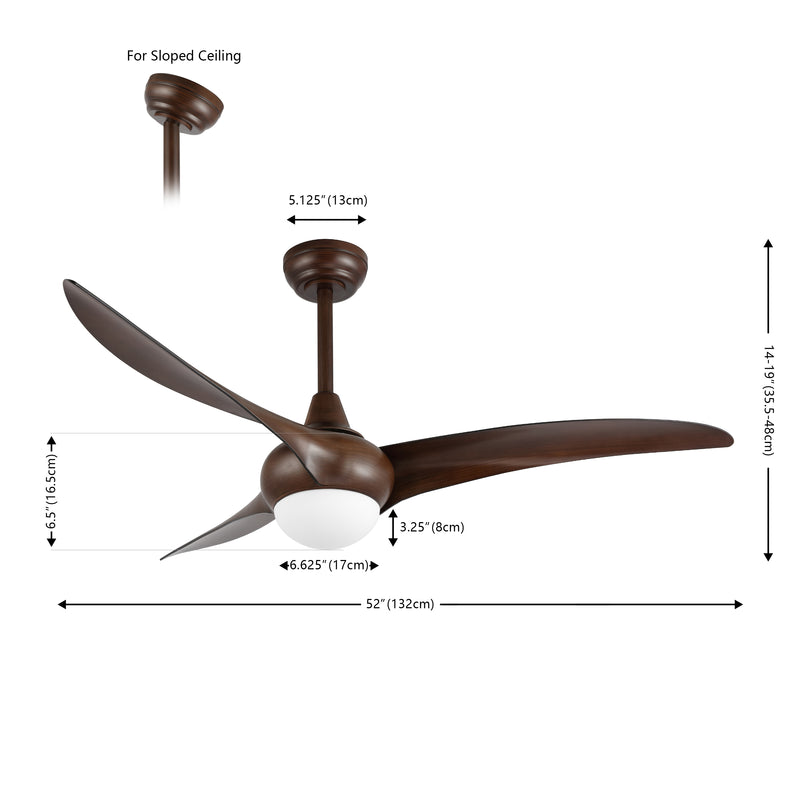 Aviator 52" Coastal Vintage Iron/Plastic Mobile-App/Remote-Controlled 6-Speed Retro Swirl Integrated LED Ceiling Fan