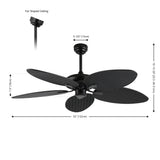Raffles 52" Bohemian Industrial Iron/Plastic Mobile-App/Remote-Controlled 6-Speed Palm Blade Ceiling Fan