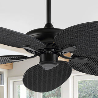 Raffles 52" Bohemian Industrial Iron/Plastic Mobile-App/Remote-Controlled 6-Speed Palm Blade Ceiling Fan