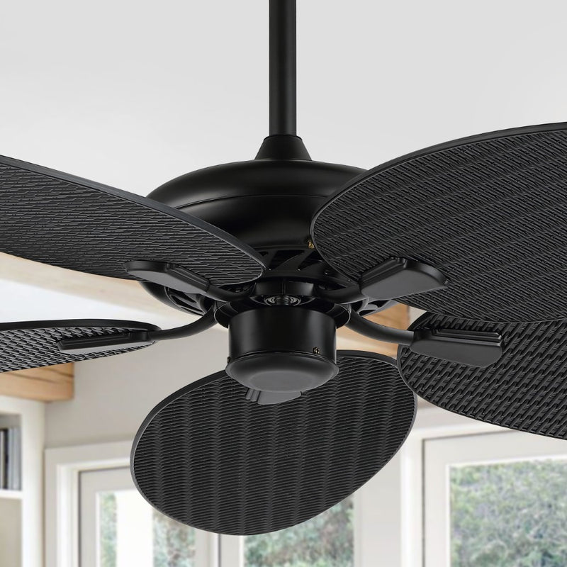 Raffles 52" Bohemian Industrial Iron/Plastic Mobile-App/Remote-Controlled 6-Speed Palm Blade Ceiling Fan