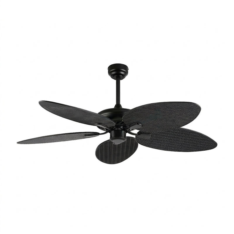 Raffles 52" Bohemian Industrial Iron/Plastic Mobile-App/Remote-Controlled 6-Speed Palm Blade Ceiling Fan Black – OFF