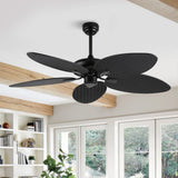Raffles 52" Bohemian Industrial Iron/Plastic Mobile-App/Remote-Controlled 6-Speed Palm Blade Ceiling Fan