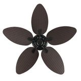 Raffles 52" Bohemian Industrial Iron/Plastic Mobile-App/Remote-Controlled 6-Speed Palm Blade Ceiling Fan
