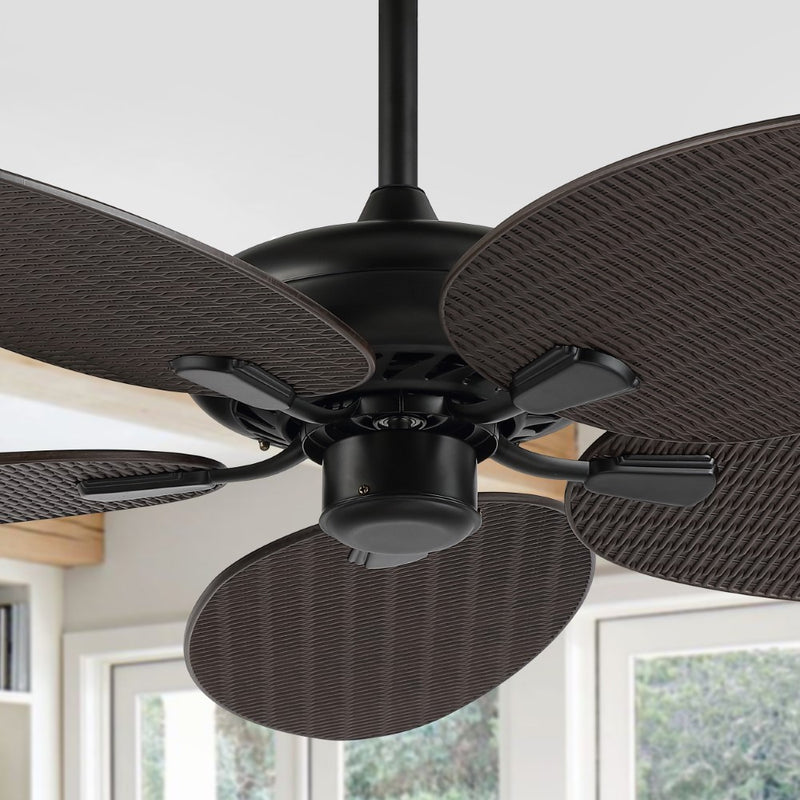 Raffles 52" Bohemian Industrial Iron/Plastic Mobile-App/Remote-Controlled 6-Speed Palm Blade Ceiling Fan