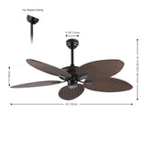 Raffles 52" Bohemian Industrial Iron/Plastic Mobile-App/Remote-Controlled 6-Speed Palm Blade Ceiling Fan