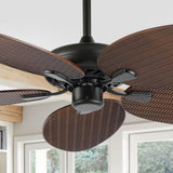 Raffles 52" Bohemian Industrial Iron/Plastic Mobile-App/Remote-Controlled 6-Speed Palm Blade Ceiling Fan