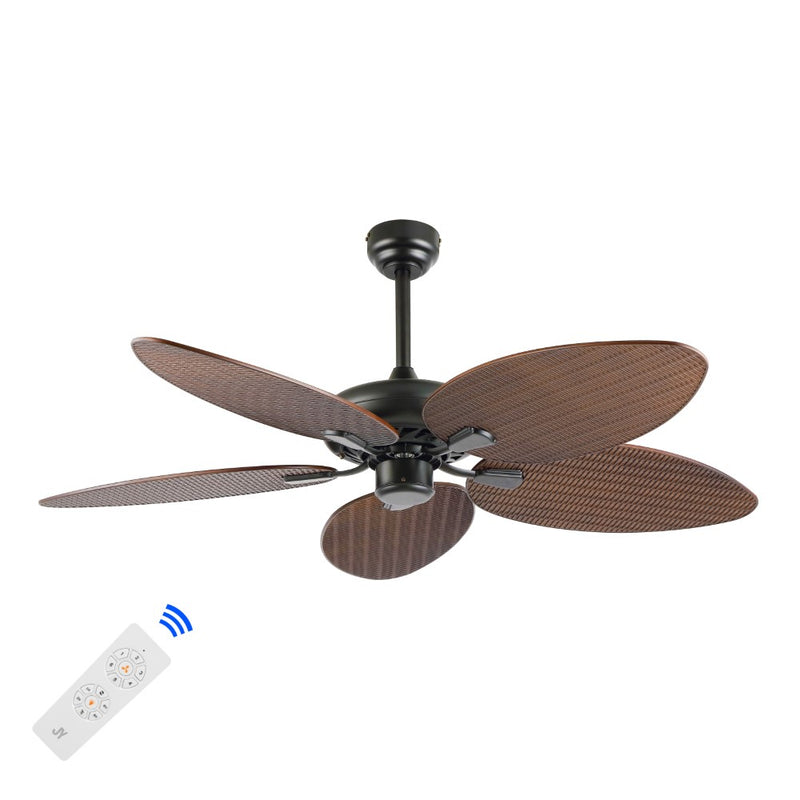 Raffles 52" Bohemian Industrial Iron/Plastic Mobile-App/Remote-Controlled 6-Speed Palm Blade Ceiling Fan